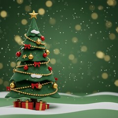 Obraz premium Winter Wonderland: Festive 3D Rendered Christmas Tree