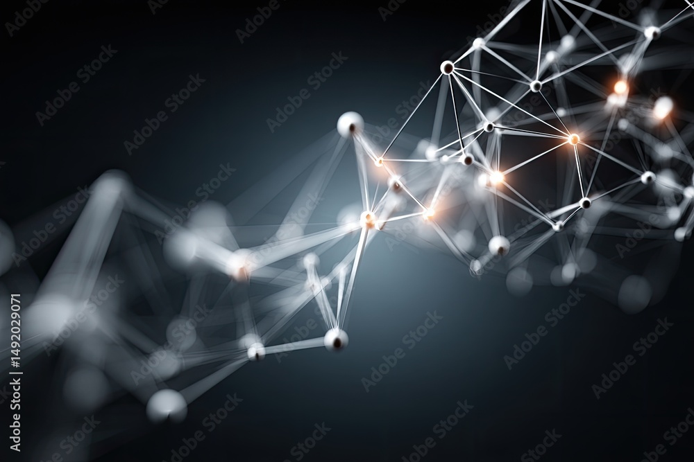 Poster abstract network of connected nodes. intertwined lines and points form a complex, dynamic structure
