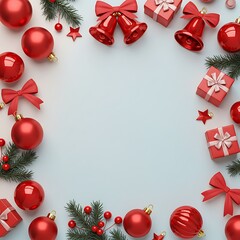 Red Christmas Ornament Frame: Festive 3D Render