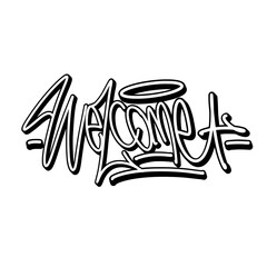 vector greeting in graffiti writing style