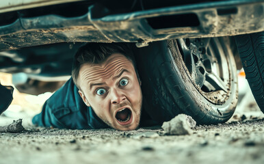 Man asking for helping from injury. Car accident Concept. Generative Ai.