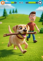 Joyful Canine Adventure: 3D Rendered Fun