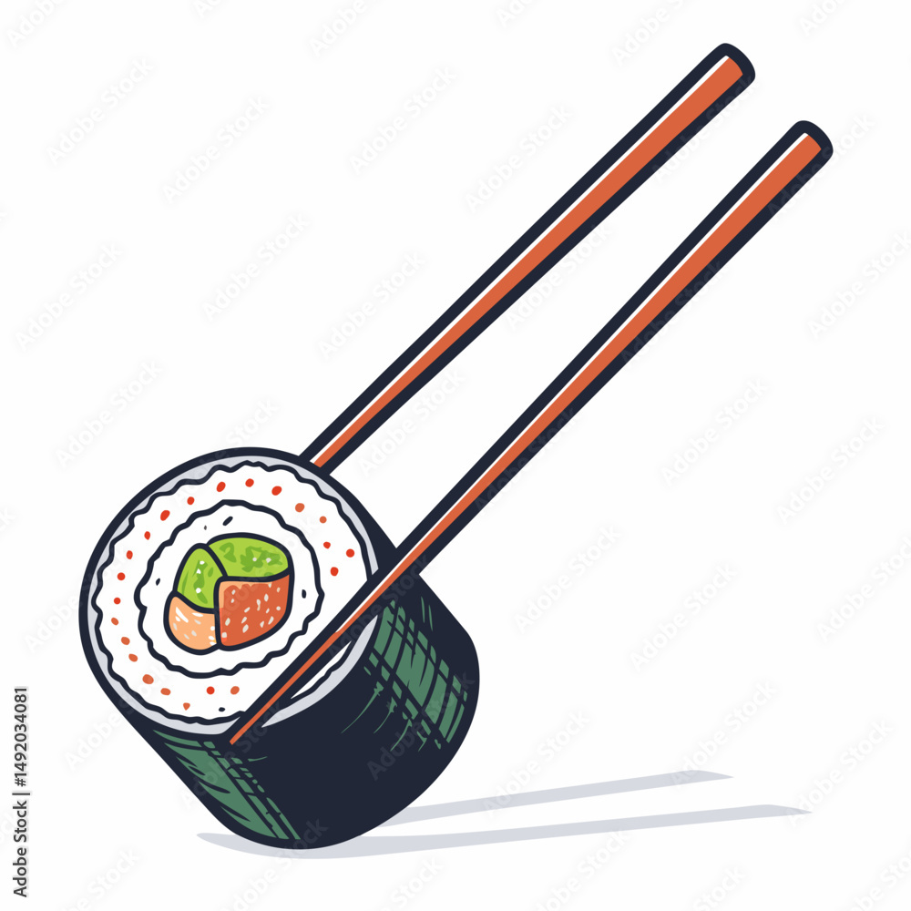 Poster create a vector illustration of a pair of bold-stroke chopsticks; emphasize clean lines and strong c
