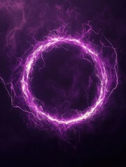 Naklejka premium Glowing purple energy ring abstract digital art illustration on dark background ethereal and magical concept