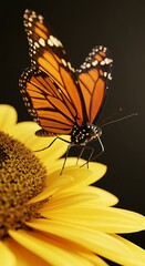Monarch Butterfly on Sunflower: A Moment of Golden Grace
