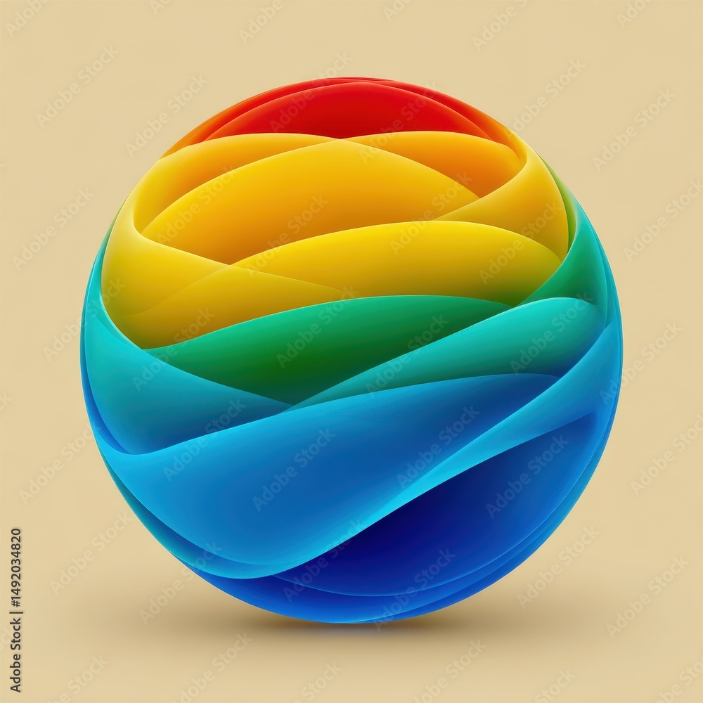 Aufkleber vibrant spherical design with flowing colored layers showcasing a mesmerizing blend of warm and cool