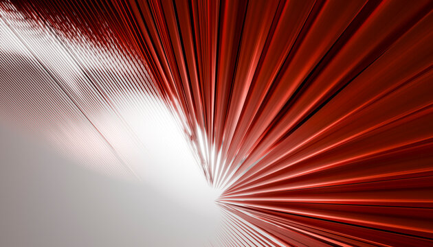 Abstract 3D render of red fabric lines with holes creating a dynamic background