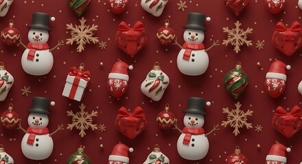 Fototapeta premium Festive 3D Ornament Pattern: A Holiday Delight