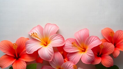 Fototapeta premium Stunning Pink and Coral Hibiscus Flowers on White Background