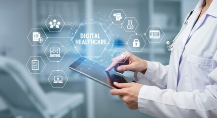 Doctor using digital tablet for digital healthcare