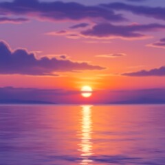 Fototapeta premium Sunset Serenade: Digital Painting of a Serene Seascape