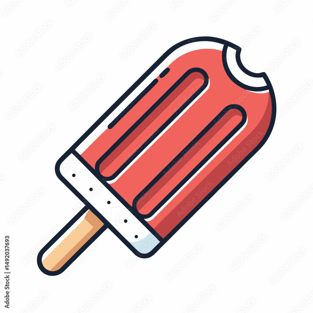 Poster create a bold, vector icon of a popsicle, featuring a thick outline and vibrant color. include a sin