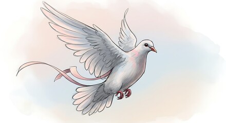 Fototapeta premium White dove in flight illustration