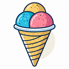 Create a bold, vector icon of a snow cone, emphasizing thick outlines and vibrant color.  Include a dripping effect.