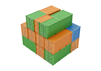 Efficient Cargo Shipping Optimized Container Stacking  Logistics on Transparent background