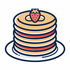 Create a bold, vector illustration of a stack of fluffy pancakes with a thick, dark outline.  Show realistic texture and slight shadowing.