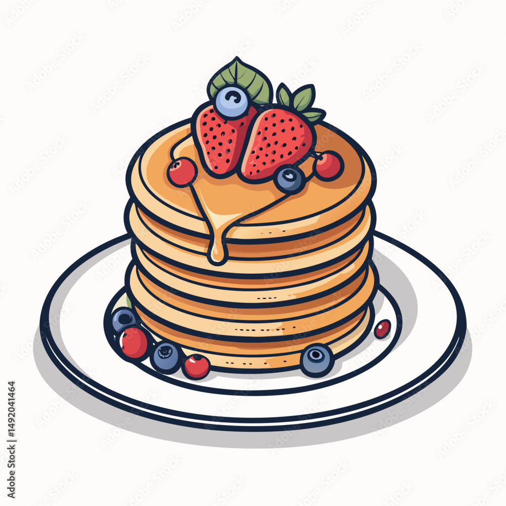 Aufkleber create a bold, vector illustration of a stack of fluffy pancakes, emphasizing thick, visually striki