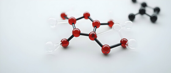 Red And White Molecule Model On White Background