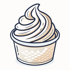 Create a vector illustration of a bold, thick-lined whipped cream topping swirl, suitable for food packaging design.