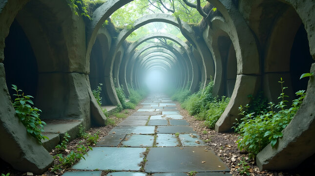 Underground waste tubes whooshing recycling to sorting bots, AI generated image