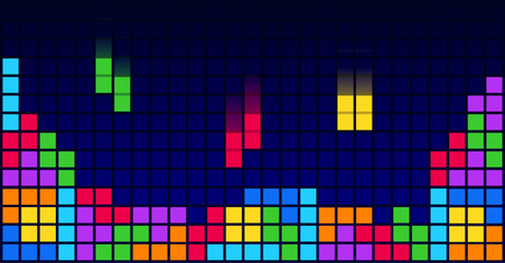 Brick blocks puzzle videogame theme vector background