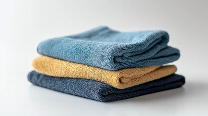 Cozy Comfort Stack: A neatly folded stack of soft, colorful towels awaits to provide comfort, relaxation, and a touch of elegance to any bathroom decor.