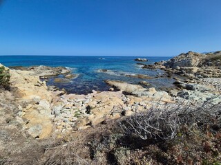 rugged coastal landscape at the ‘plage du lotu’ beach in corsica