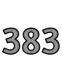 Black and white color numbers 383