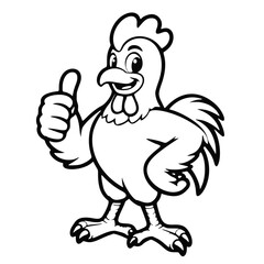 icon, mascot or character, chicken giving thumbs up, black, high quality