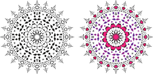 Mandala flower for adult coloring page. Mandala Pattern Designs