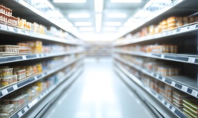 supermarket store aisle interior abstract blurred background