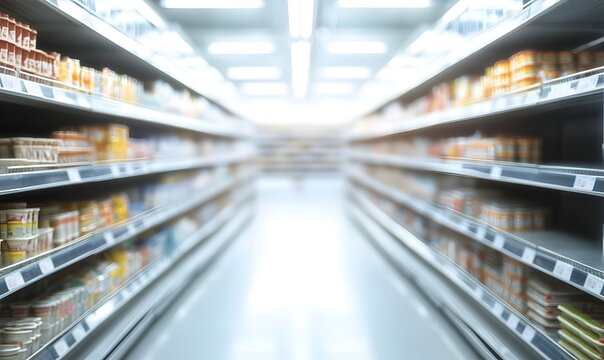 supermarket store aisle interior abstract blurred background