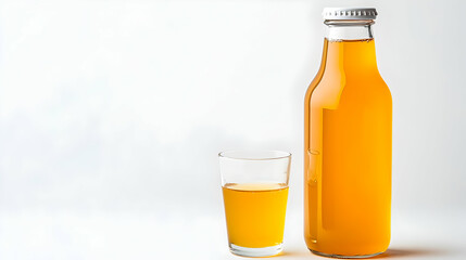 Glass Bottle Of Orange Juice With Matching Glass Cup