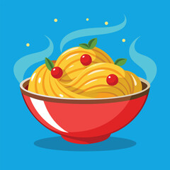 pasta on bowl vector