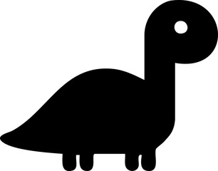 Black solid dino silhouette cute vector icon