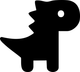 Black solid dino silhouette cute vector icon