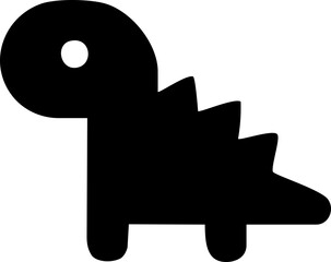Black solid dino silhouette cute vector icon