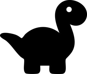 Black solid dino silhouette cute vector icon