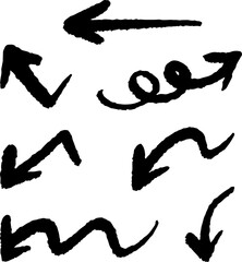 Bold black zigzag and curved sketch arrows with energetic movement