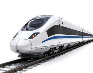 Obraz premium High Speed Train Isolated on White Background Showcasing Modern Design and Motion