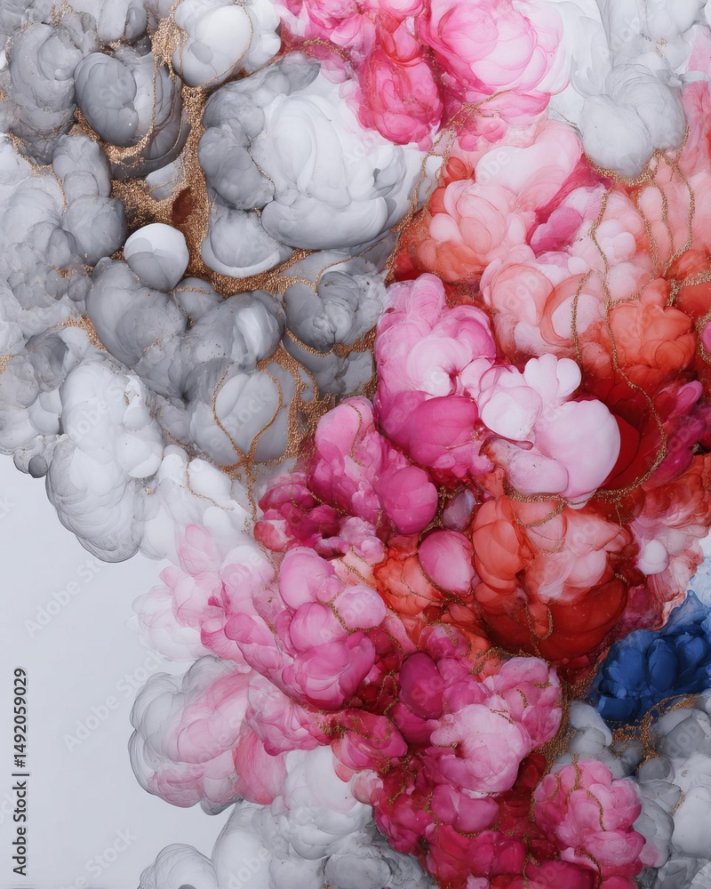 Poster colorful ink patterns blend seamlessly to create an abstract artistic design.