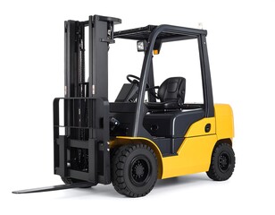 Yellow Forklift Truck Isolated Against White Background Ideal For Industrial Applications