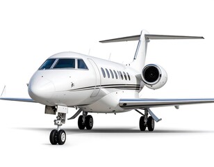 Fototapeta premium White Private Jet Aircraft Isolated On White Background With Extended Landing Gear