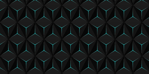 A dynamic and futuristic pattern featuring interlocking cubes with glowing blue edges. This abstract design creates a sense of depth and movement, perfect for modern technology,gaming,science fiction