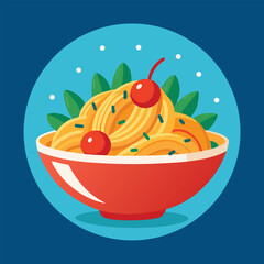 pasta on bowl vector