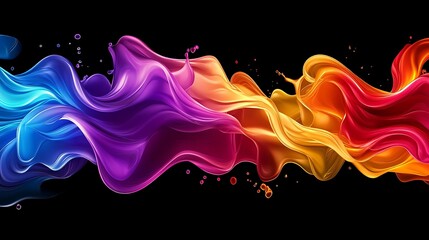 Digital illustration of flowing, vibrant, blended color waves against a dark background.