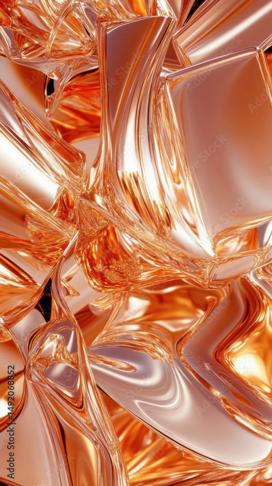 Aufkleber abstract metallic forms interplay in dynamic composition macro studio shot copper gold tones