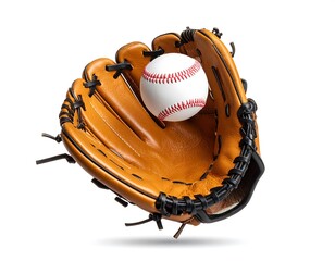 Baseball Glove With Baseball Ball Isolated On White Background