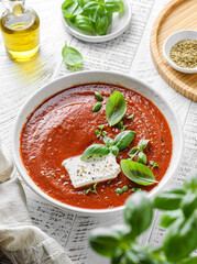 tomato soup with feta and basil