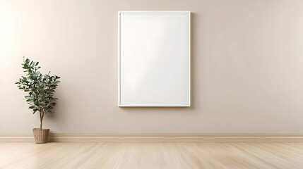 Empty Room Mockup With Plant and Frame